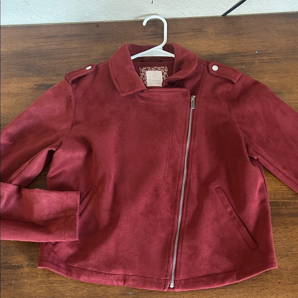 LC Lauren Conrad Rich Wine Suede-Look Moto Jacket